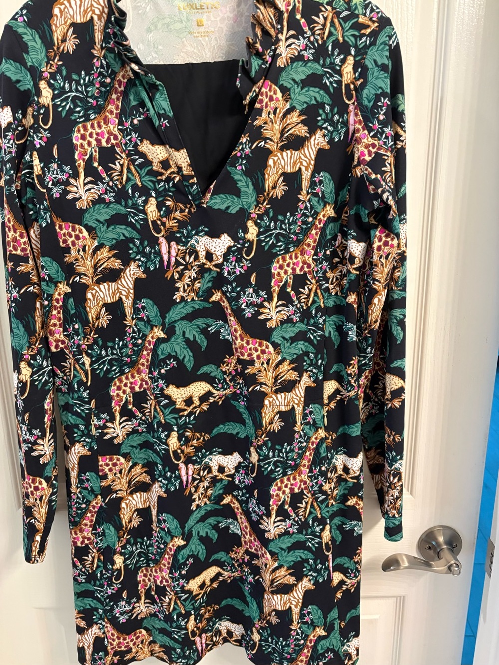 NWT Lilly Pulitzer Luxletic Caicos Dress Multi Dancing in the Moonlight Size L